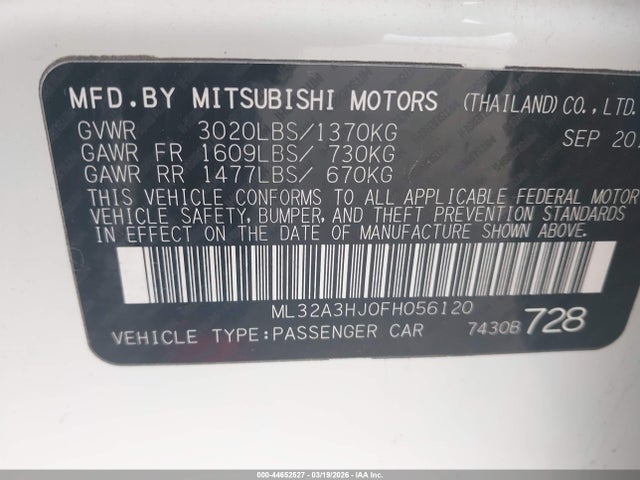 ML32A3HJ0FH056120 Mitsubishi MIRAGE DE