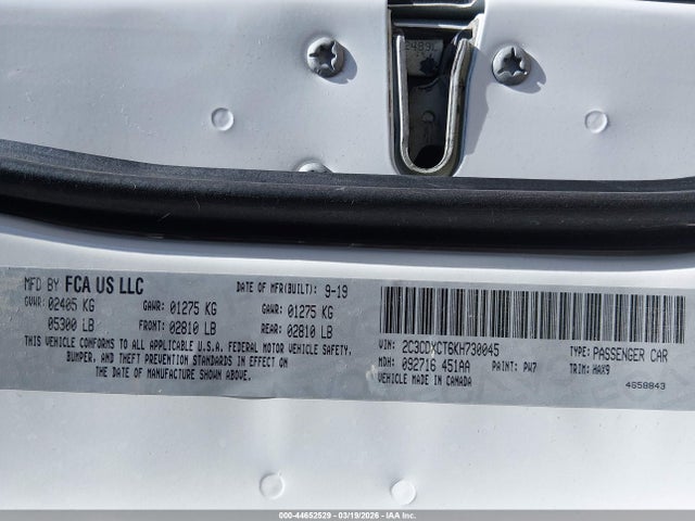Продаж на аукціоні авто 2019 Dodge Charger R/t Rwd, vin: 2C3CDXCT6KH730045, номер лоту: 44652529