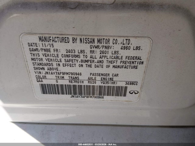 2015 INFINITI Q50 HYBRID JN1AV7AP9FM790946 Photo 8