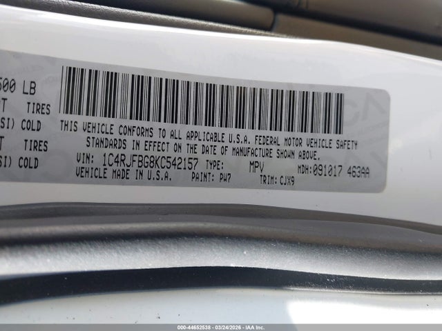 Продажа на аукционе авто 2019 Jeep Grand Cherokee Limited 4x4, vin: 1C4RJFBG8KC542157, номер лота: 44652538