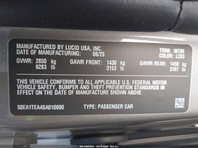 Lucid Air Touring 2025 50EA1TEA4SA010690 Image 9