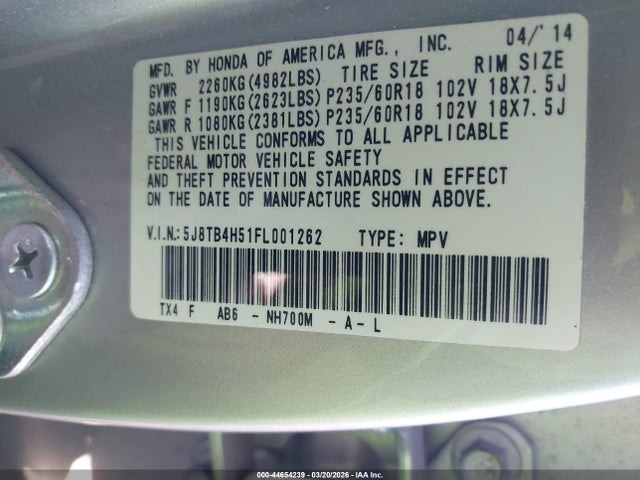 5J8TB4H51FL001262 Acura RDX