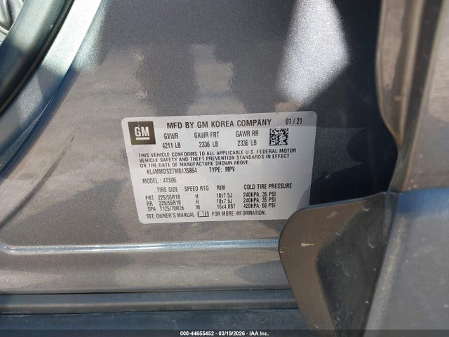 2021 Buick Encore Gx Fwd Select მანქანა იყიდება აუქციონზე, vin: KL4MMDS27MB135864, აუქციონის ნომერი: 44655452