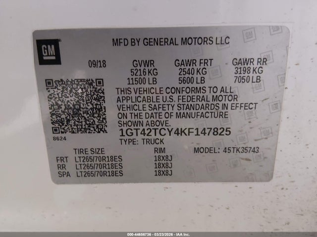 1GT42TCY4KF147825 GMC SIERRA 3500HD
