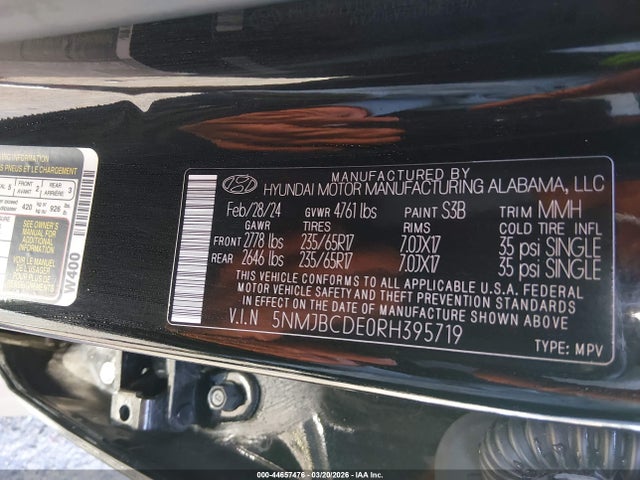 Продажа на аукционе авто 2024 Hyundai Tucson Sel, vin: 5NMJBCDE0RH395719, номер лота: 44657476