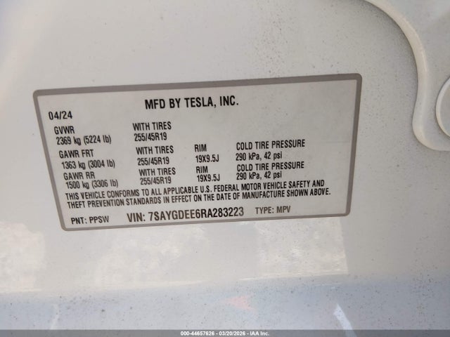 2024 TESLA MODEL Y 7SAYGDEE6RA283223 Photo 8