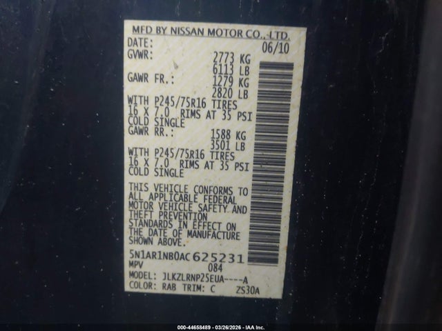 2010 NISSAN PATHFINDER 5N1AR1NB0AC625231 Photo 8