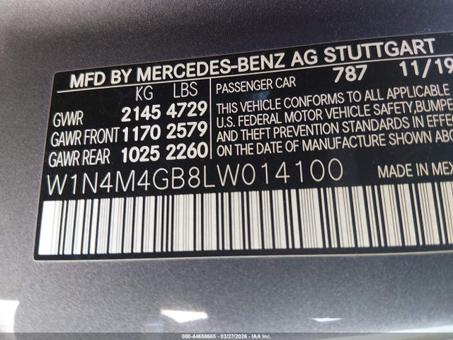 W1N4M4GB8LW014100 Mercedes-Benz GLB 250