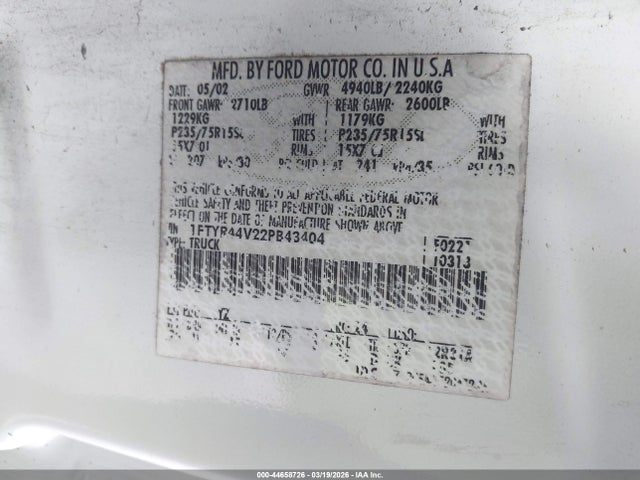 2002 FORD RANGER 1FTYR44V22PB43404 Photo 8