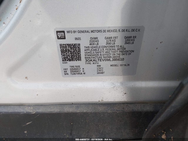 Aukcja sprzedaży 2021 Gmc Terrain Awd Sle, vin: 3GKALTEV0ML385610, numer aukcji: 44658731