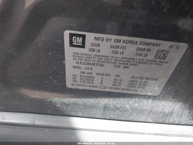 Aukcja sprzedaży 2016 Buick Encore Leather, vin: KL4CJCSBXGB707853, numer aukcji: 44658745