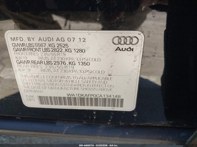 2012 AUDI Q5 WA1DKAFP0CA134148 Photo 8
