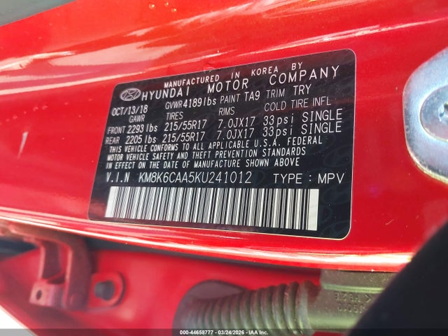 Aukcja sprzedaży 2019 Hyundai Kona Sel, vin: KM8K6CAA5KU241012, numer aukcji: 44658777