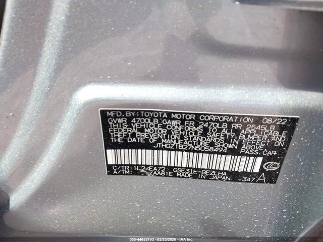 Продаж на аукціоні авто 2022 Lexus Is 350 F Sport, vin: JTHGZ1B27N5058494, номер лоту: 44658793