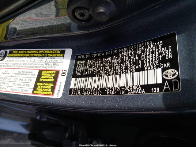 Toyota COROLLA LE 2015 2T1BURHEXFC453655 Image 9