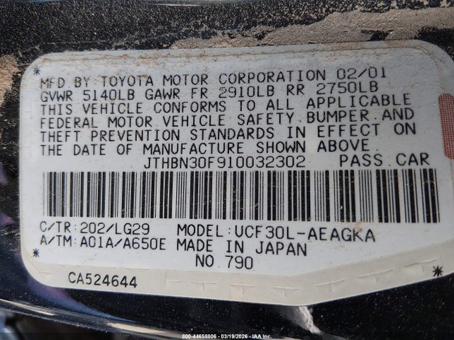 Продаж на аукціоні авто 2001 Lexus Ls 430, vin: JTHBN30F910032302, номер лоту: 44658806