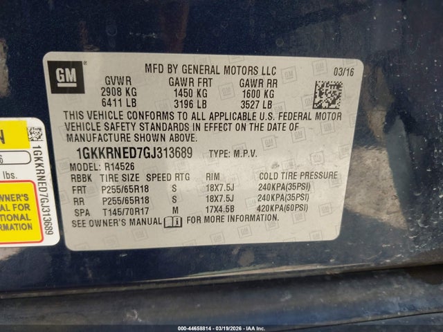1GKKRNED7GJ313689 GMC Acadia Sle-1