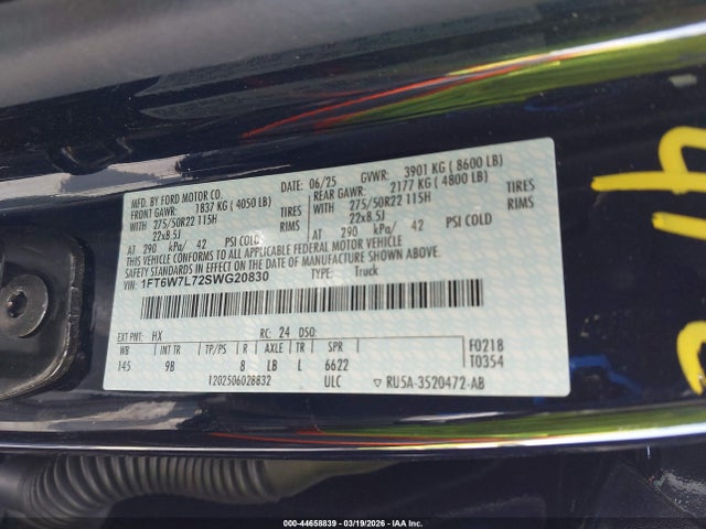 1FT6W7L72SWG20830 Ford F-150 Lightning Platinum