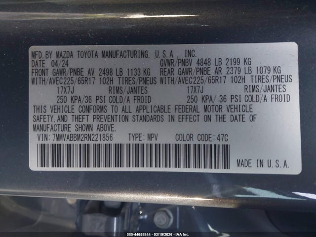 Продажа на аукционе авто 2024 Mazda Cx-50 2.5 S Preferred, vin: 7MMVABBM2RN221856, номер лота: 44658844
