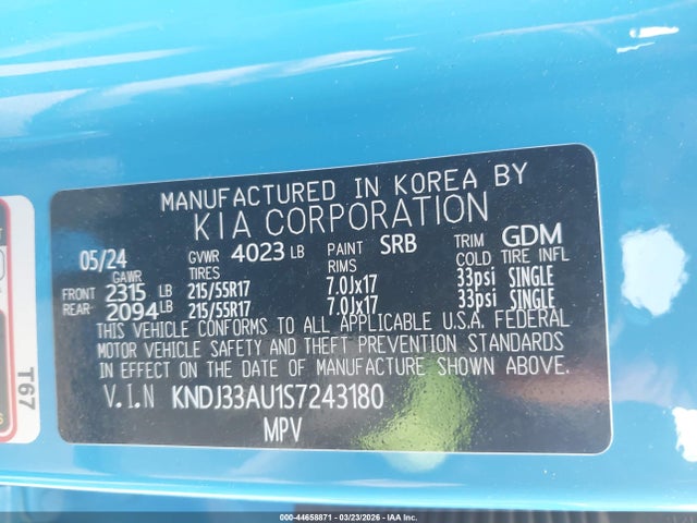 KNDJ33AU1S7243180 KIA SOUL EX