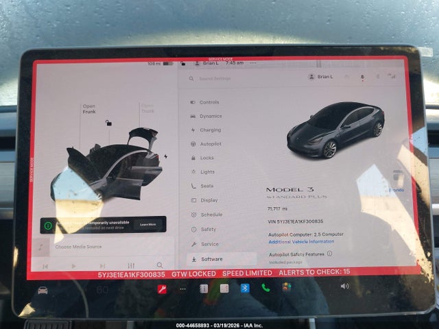 5YJ3E1EA1KF300835 Tesla Model 3 Long Range/mid Range/standard Range/standard Range Plus