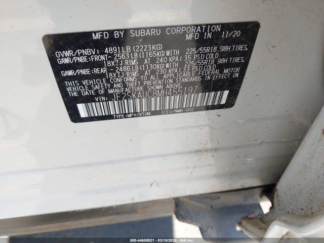 JF2SKAUC8MH455197 Subaru Forester Limited
