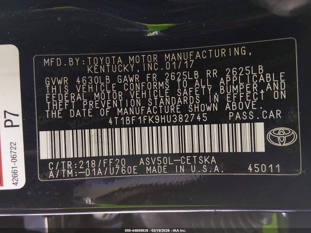 4T1BF1FK9HU382745 Toyota CAMRY SE