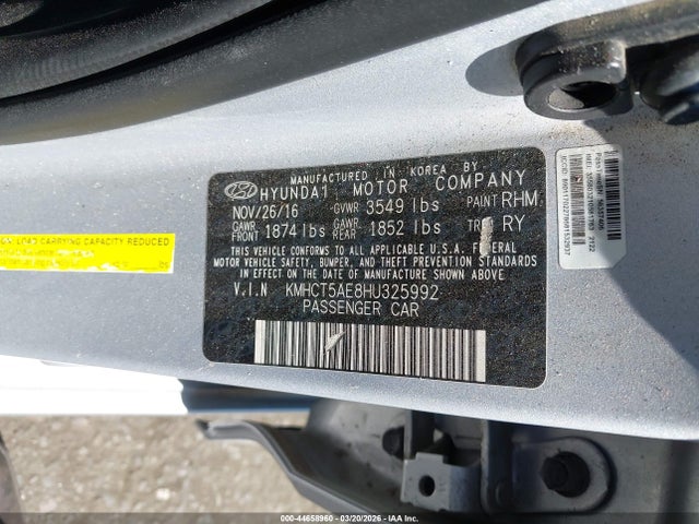 KMHCT5AE8HU325992 Hyundai ACCENT SE