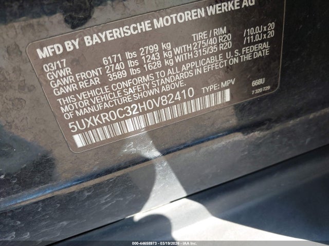 Продаж на аукціоні авто 2017 Bmw X5 Xdrive35i, vin: 5UXKR0C32H0V82410, номер лоту: 44658973