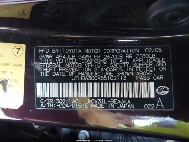 Продаж на аукціоні авто 2005 Lexus Es 330, vin: JTHBA30GX55102113, номер лоту: 44659036