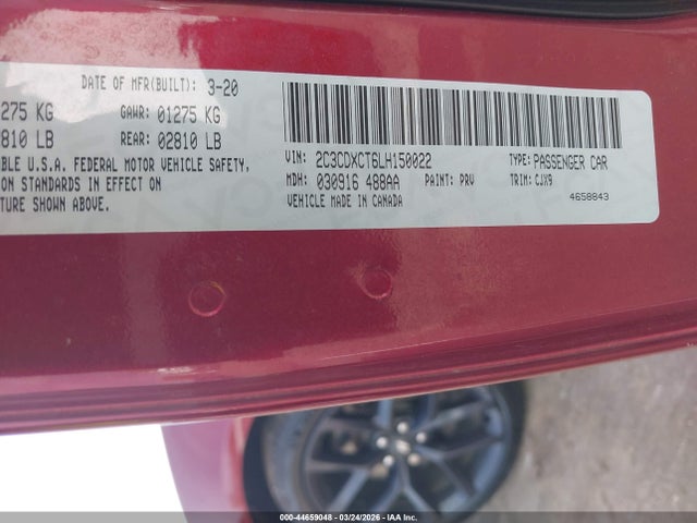 Продажа на аукционе авто 2020 Dodge Charger R/t Rwd, vin: 2C3CDXCT6LH150022, номер лота: 44659048