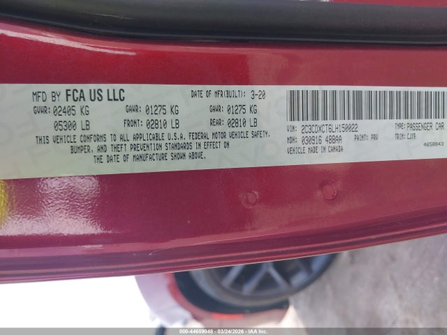 Продажа на аукционе авто 2020 Dodge Charger R/t Rwd, vin: 2C3CDXCT6LH150022, номер лота: 44659048