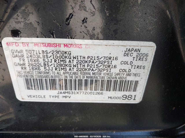 2007 MITSUBISHI OUTLANDER JA4MS31X77Z001266 Photo 8