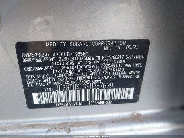 JF2GTHSC3PH257629 Subaru Crosstrek Sport