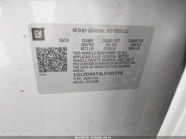 Продаж на аукціоні авто 2020 Chevrolet Malibu Fwd Lt, vin: 1G1ZD5ST4LF001775, номер лоту: 44659168