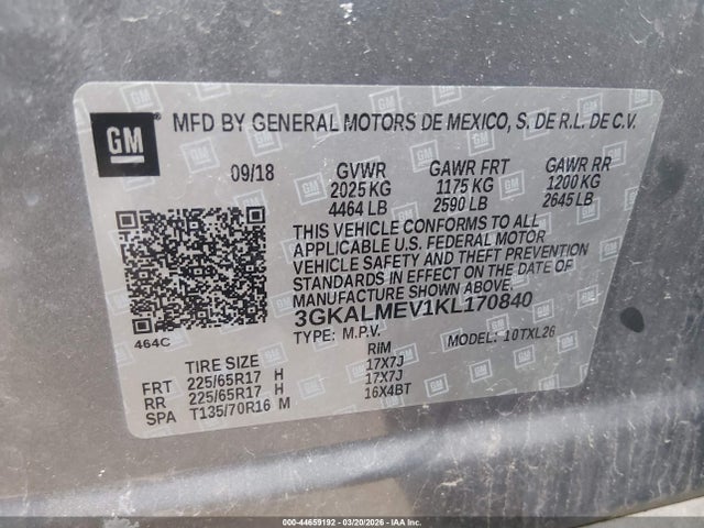 Продаж на аукціоні авто 2019 Gmc Terrain Sle, vin: 3GKALMEV1KL170840, номер лоту: 44659192