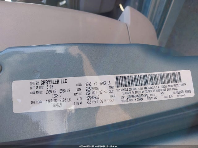 Продаж на аукціоні авто 2008 Chrysler Town & Country Touring, vin: 2A8HR54P48R764943, номер лоту: 44659197