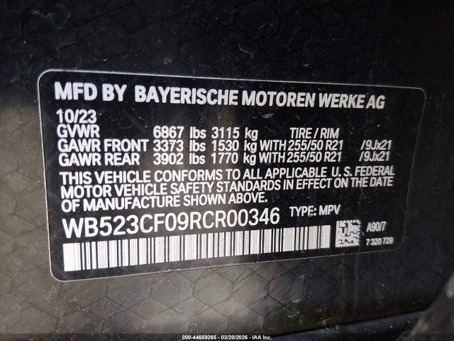 BMW Ix Xdrive50 2024 WB523CF09RCR00346 Image 9