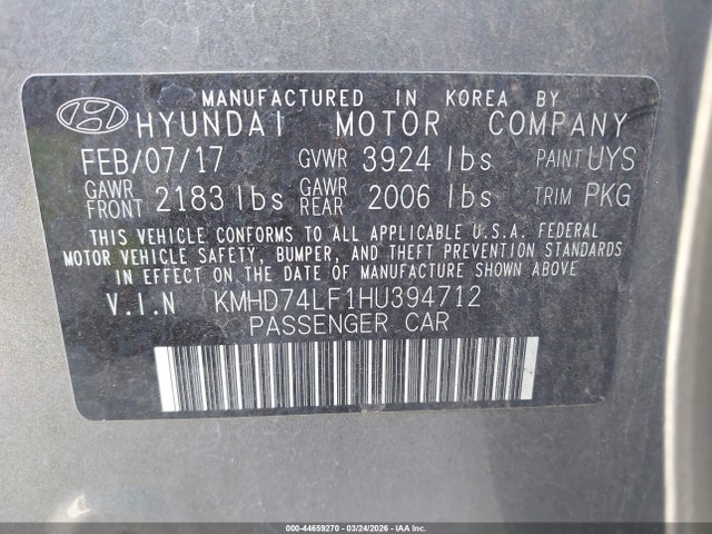 2017 HYUNDAI ELANTRA KMHD74LF1HU394712 Photo 8