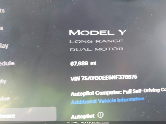 Продажа на аукционе авто 2022 Tesla Model Y Long Range Dual Motor All-wheel Drive, vin: 7SAYGDEE6NF376675, номер лота: 44659302