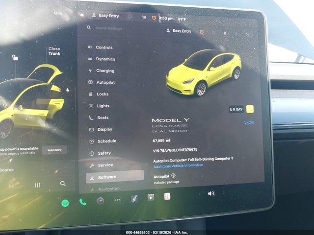 Продажа на аукционе авто 2022 Tesla Model Y Long Range Dual Motor All-wheel Drive, vin: 7SAYGDEE6NF376675, номер лота: 44659302