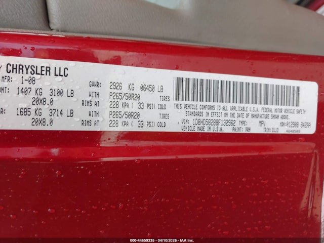 Aukcja sprzedaży 2008 Dodge Durango Limited, vin: 1D8HD58288F132962, numer aukcji: 44659335