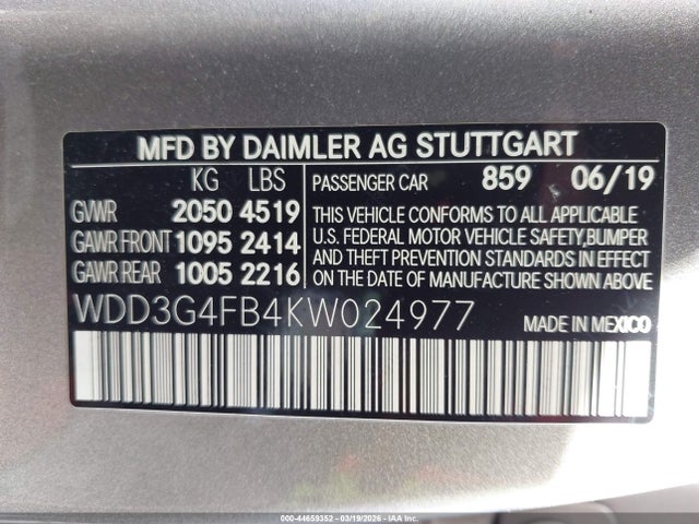 Продажа на аукционе авто 2019 Mercedes-benz A 220 4matic, vin: WDD3G4FB4KW024977, номер лота: 44659352