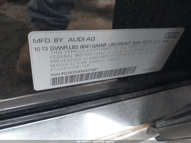 2014 Audi A8 L 4.0t მანქანა იყიდება აუქციონზე, vin: WAUR2AFD0EN007281, აუქციონის ნომერი: 44659377
