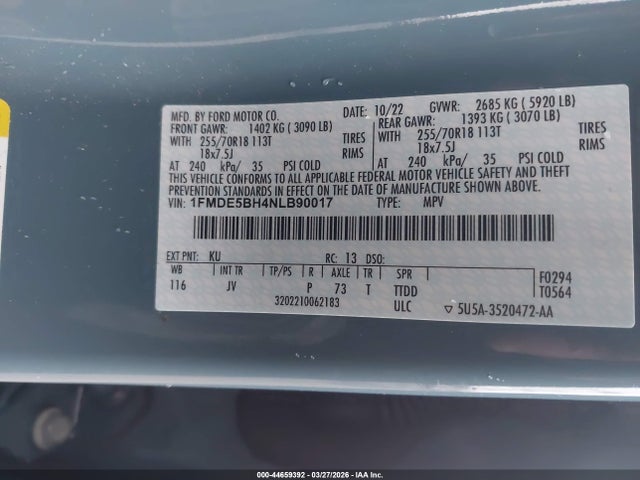 Ford Bronco Outer Banks 2022 1FMDE5BH4NLB90017 Image 9