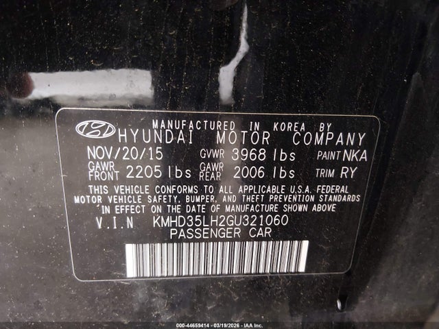 KMHD35LH2GU321060 Hyundai ELANTRA GT