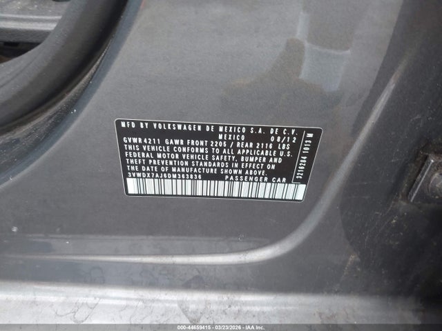 Aukcja sprzedaży 2013 Volkswagen Jetta 2.5l Se, vin: 3VWDX7AJ6DM363836, numer aukcji: 44659415