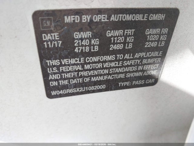 W04GR6SX2J1082000 Buick Regal Sportback Essence
