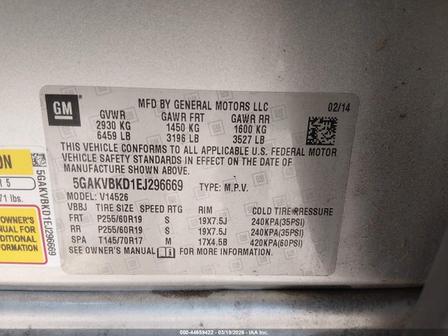 Продажа на аукционе авто 2014 Buick Enclave Leather, vin: 5GAKVBKD1EJ296669, номер лота: 44659422