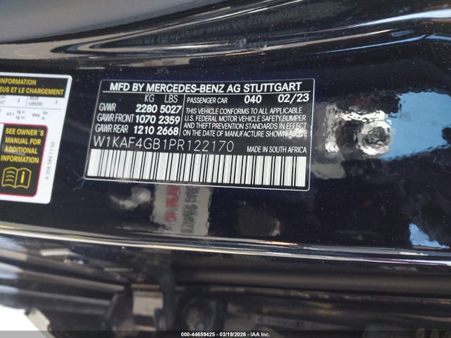 Aukcja sprzedaży 2023 Mercedes-benz C 300 Sedan, vin: W1KAF4GB1PR122170, numer aukcji: 44659425